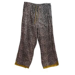 Y2K Victoria's Secret Lounge Pants XL Animal Print‎ Adjustable Gold Lace Hem